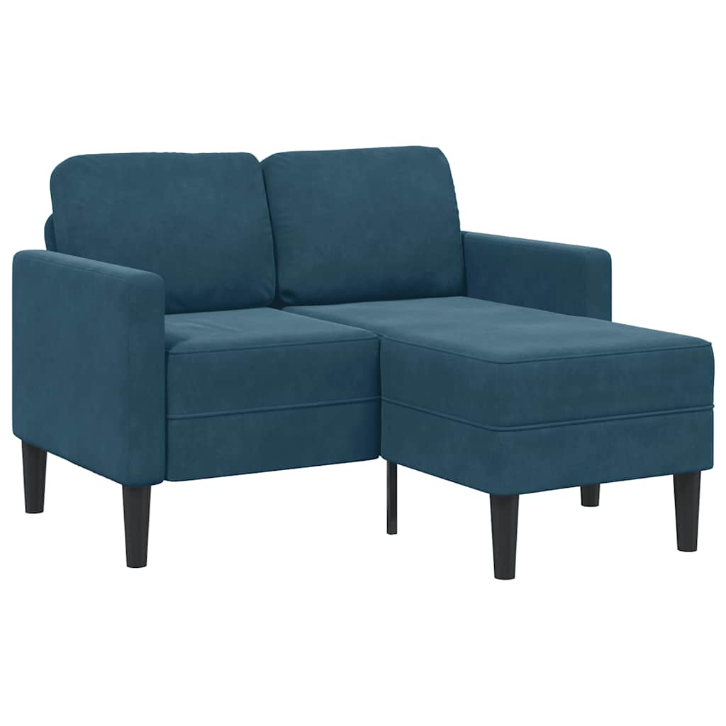 Canapé 2 places avec méridienne en L bleu 125 cm velours - XIOS