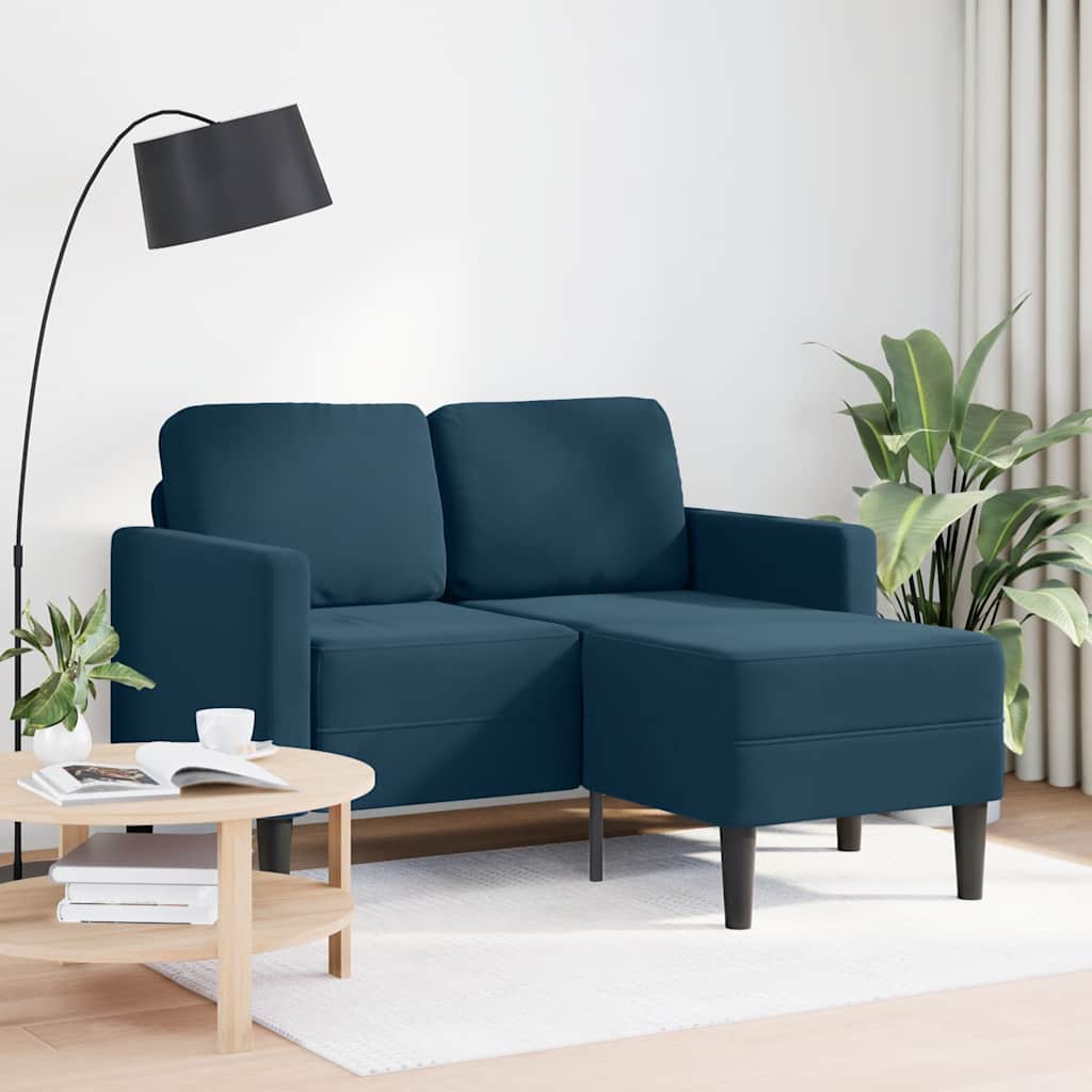 Canapé 2 places avec méridienne en L bleu 125 cm velours - XIOS