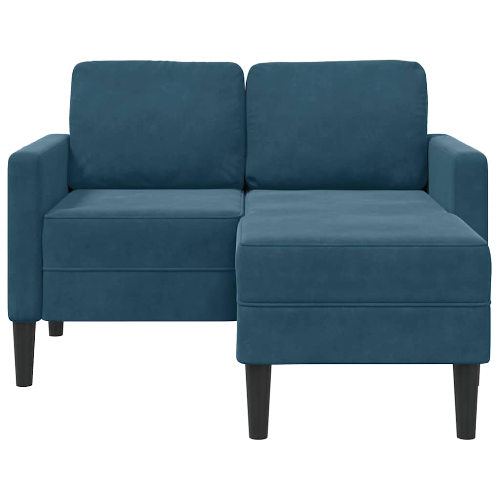 Canapé 2 places avec méridienne en L bleu 125 cm velours - XIOS