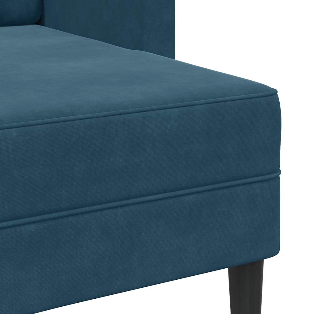 Canapé 2 places avec méridienne en L bleu 125 cm velours - XIOS