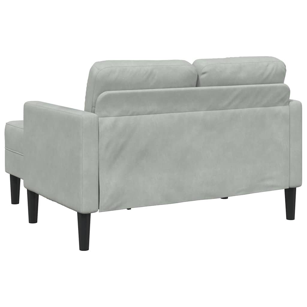 Canapé 2 places avec méridienne en L gris clair 125 cm velours - XIOS