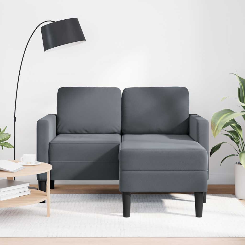 Canapé 2 places avec méridienne en L gris foncé 125 cm velours - XIOS