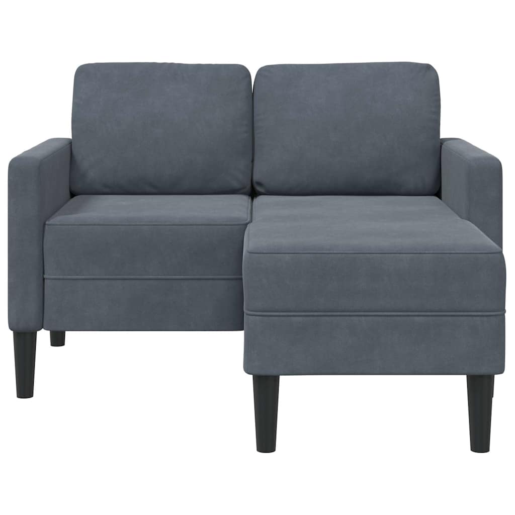 Canapé 2 places avec méridienne en L gris foncé 125 cm velours - XIOS