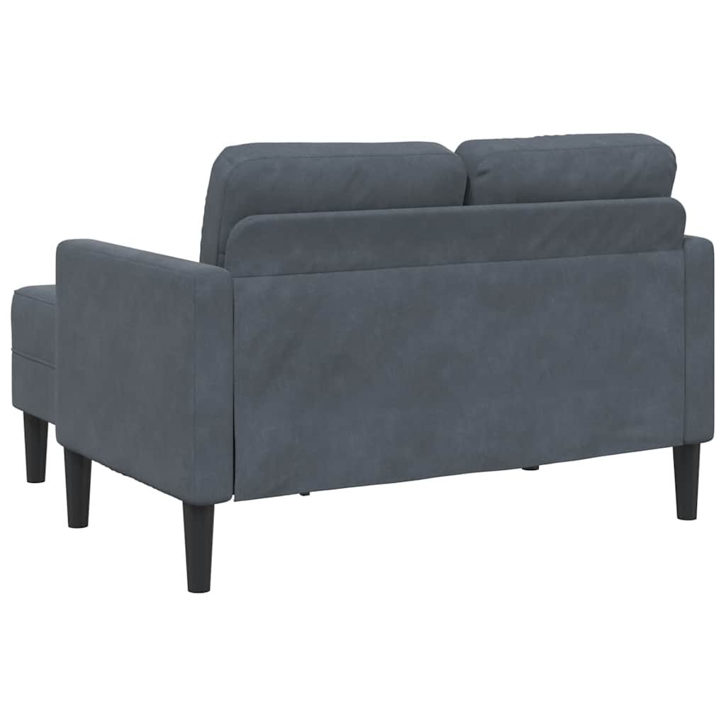 Canapé 2 places avec méridienne en L gris foncé 125 cm velours - XIOS