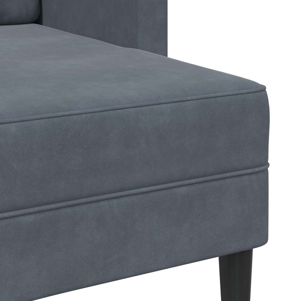 Canapé 2 places avec méridienne en L gris foncé 125 cm velours - XIOS