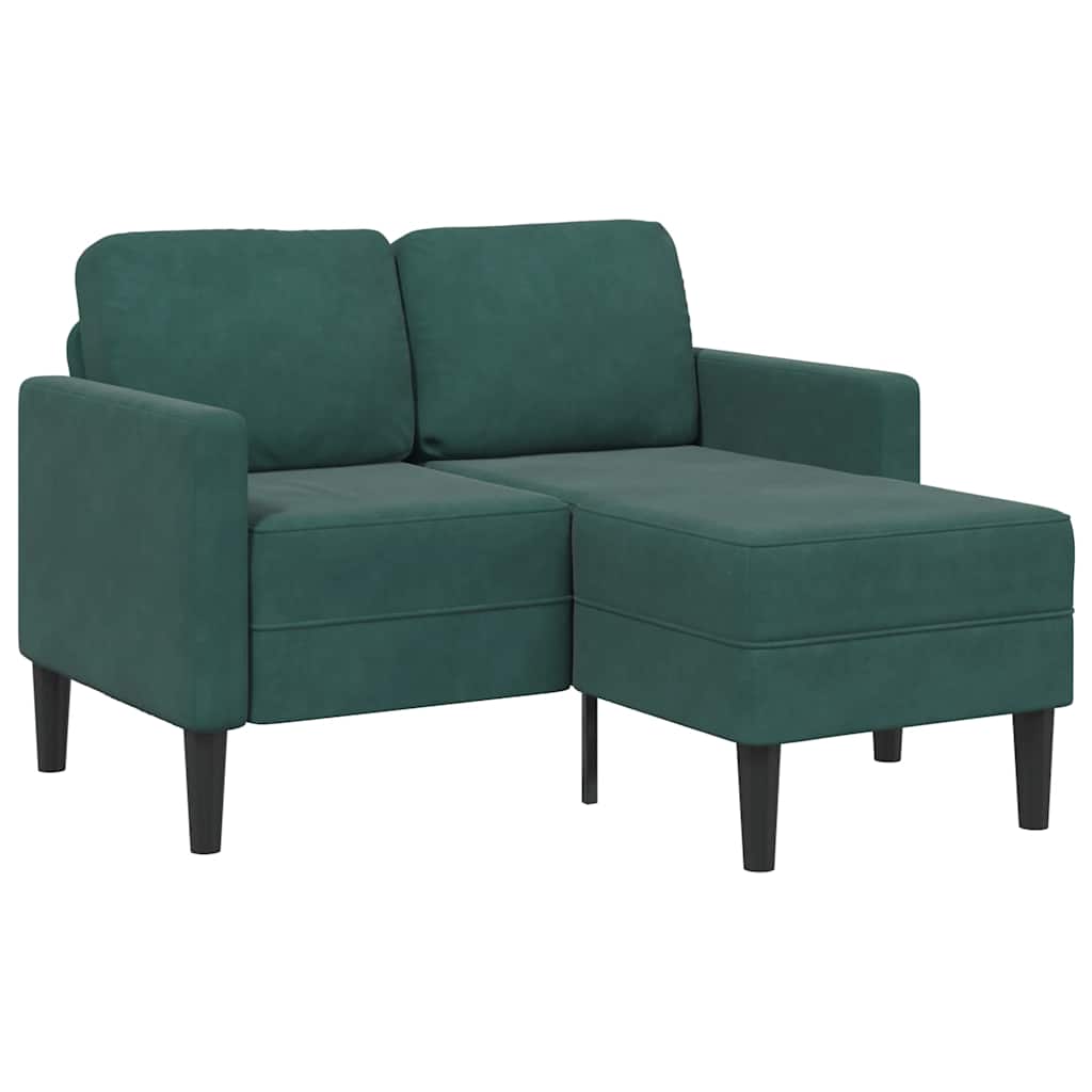 Canapé 2 places avec méridienne en L vert foncé 125 cm velours - XIOS