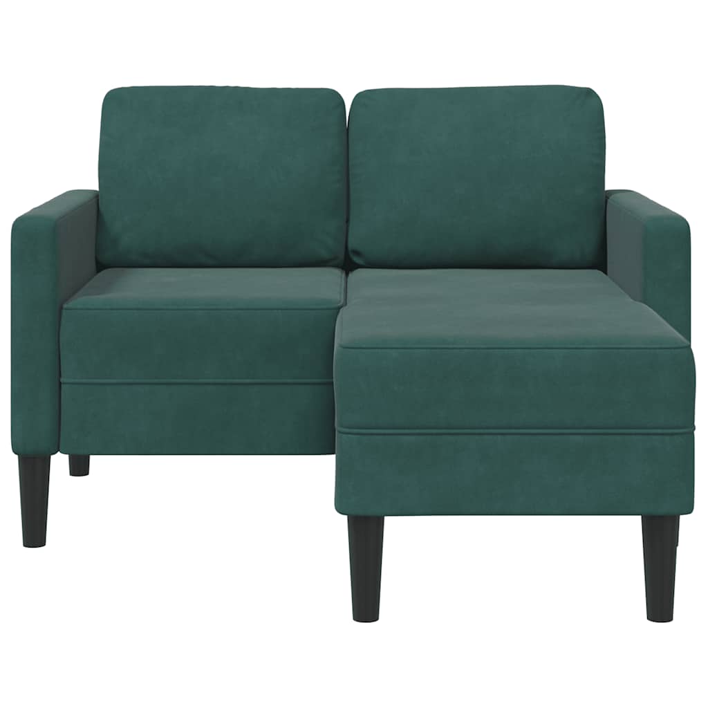 Canapé 2 places avec méridienne en L vert foncé 125 cm velours - XIOS