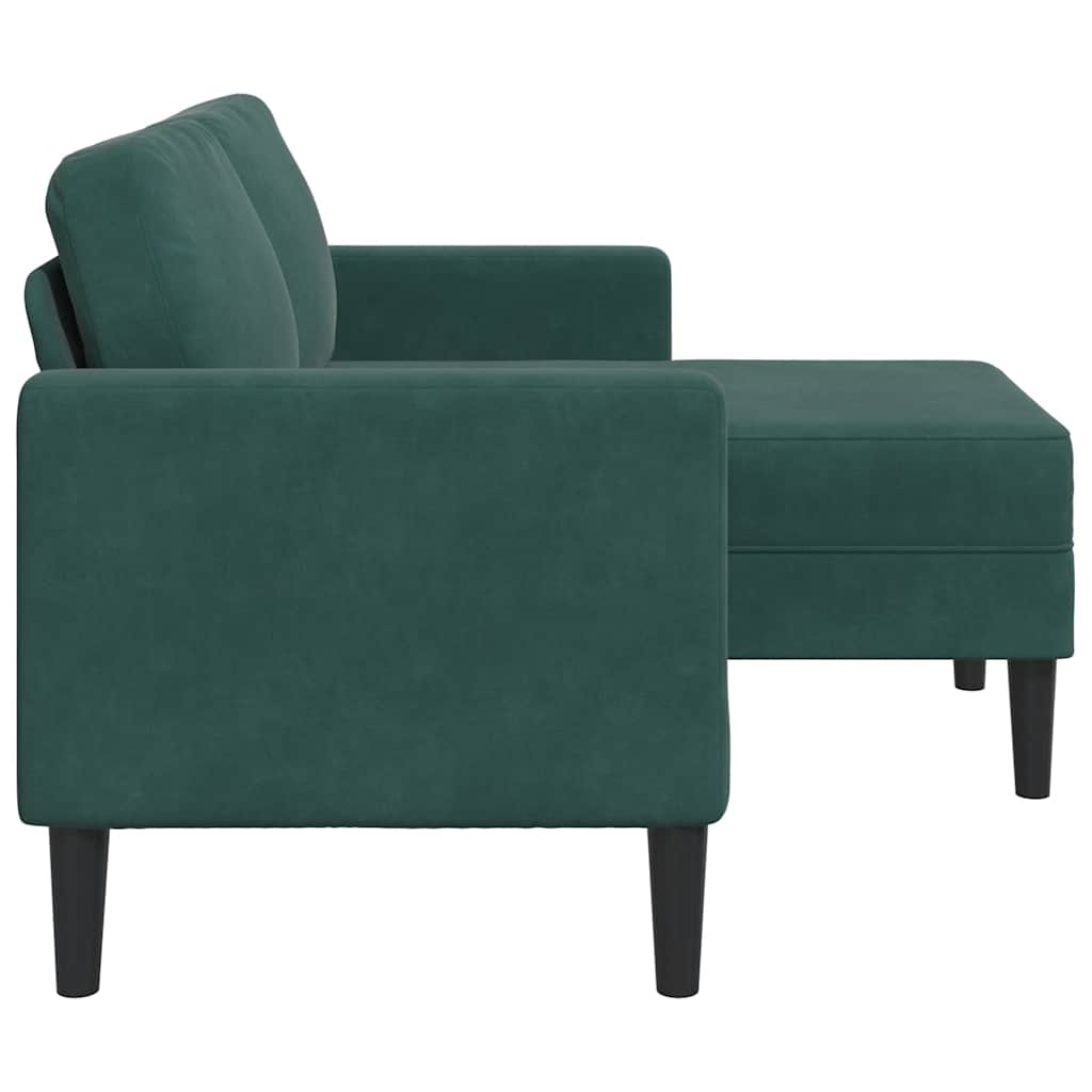 Canapé 2 places avec méridienne en L vert foncé 125 cm velours - XIOS