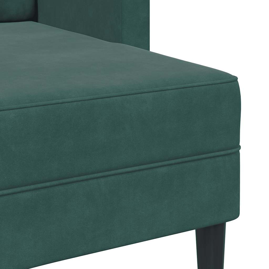 Canapé 2 places avec méridienne en L vert foncé 125 cm velours - XIOS