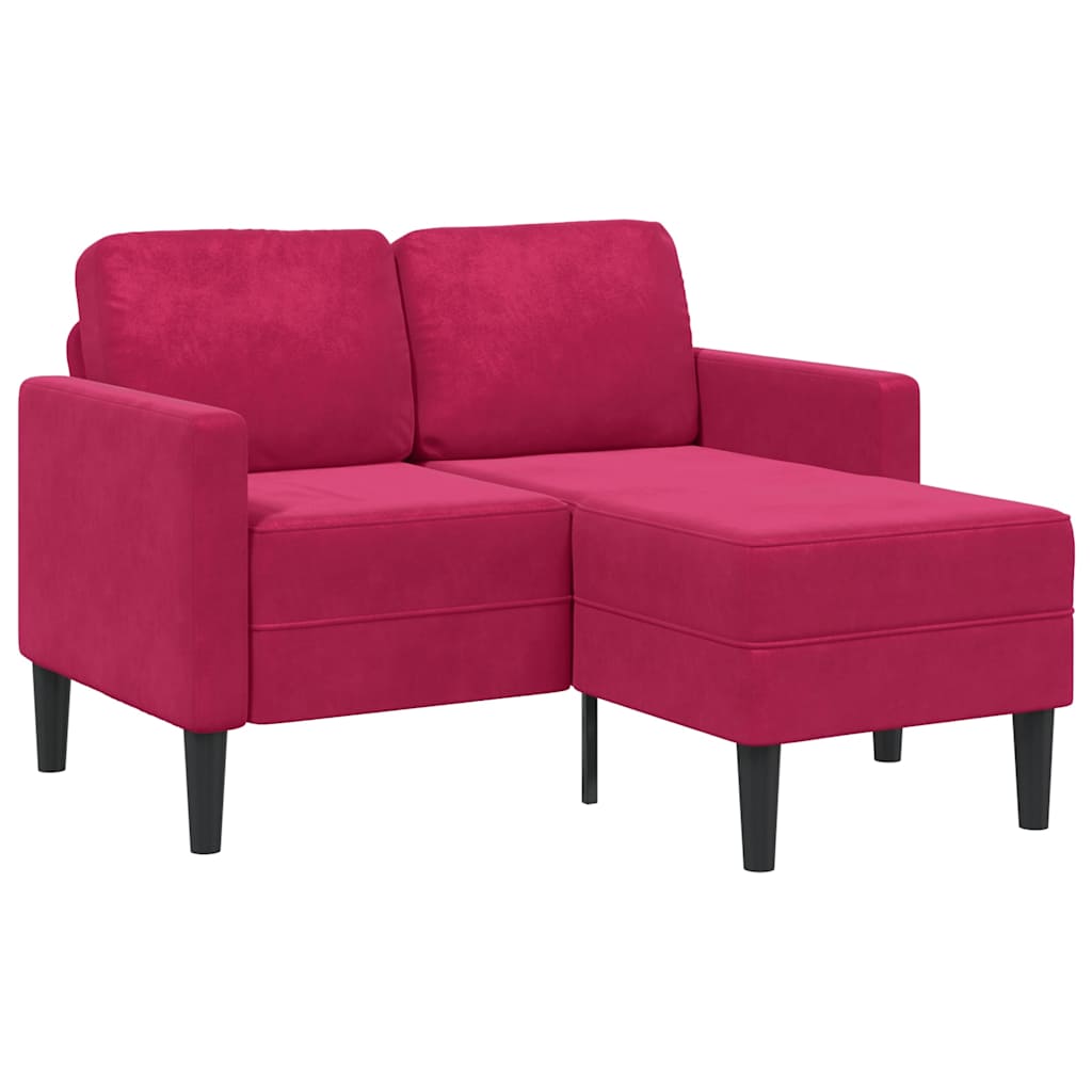 Canapé 2 places avec méridienne en L rouge bordeaux 125 cm - XIOS