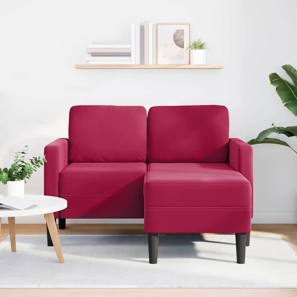 Canapé 2 places avec méridienne en L rouge bordeaux 125 cm - XIOS