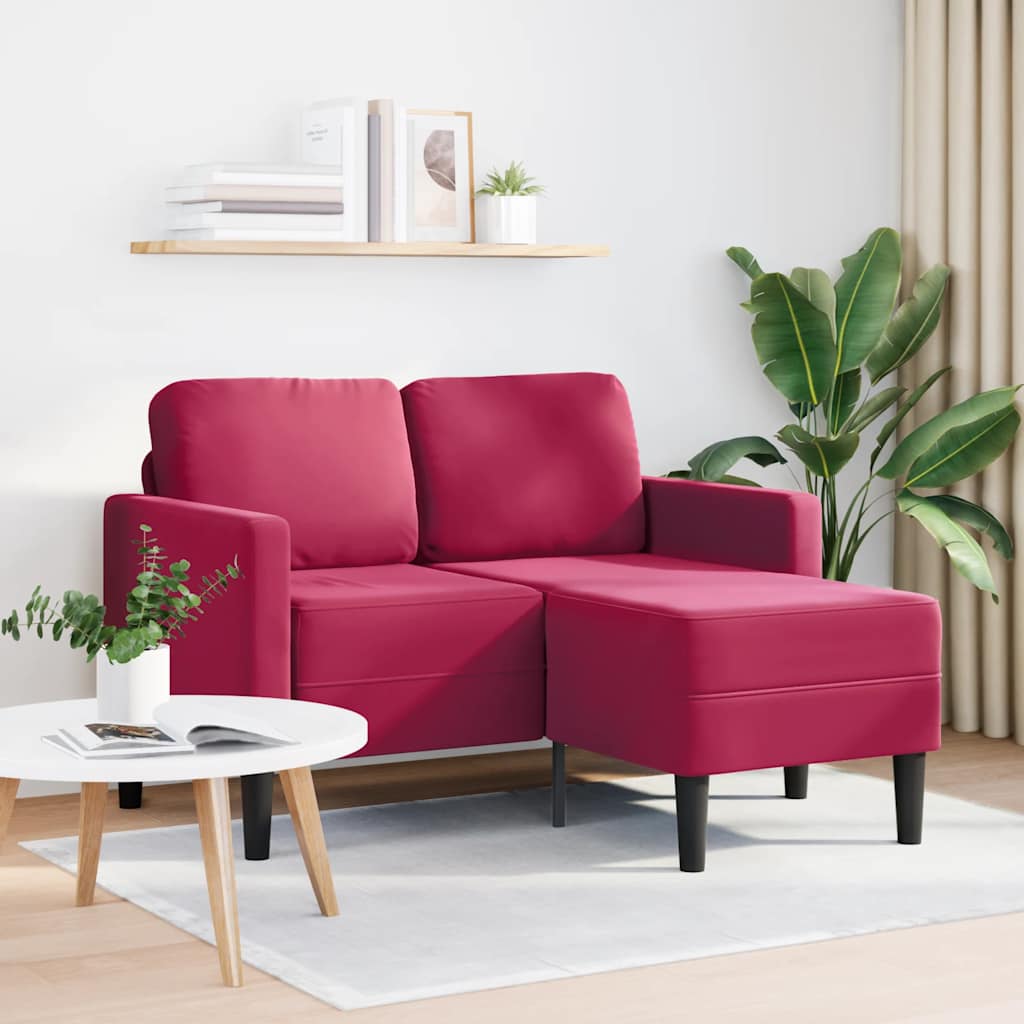 Canapé 2 places avec méridienne en L rouge bordeaux 125 cm - XIOS