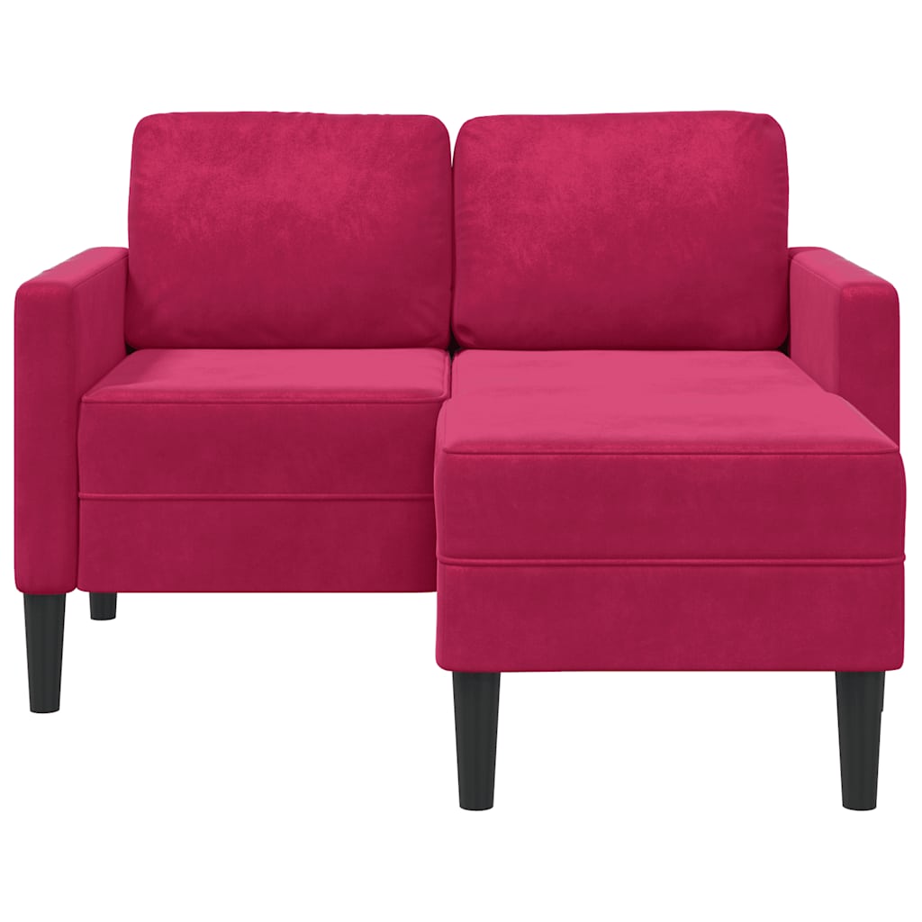 Canapé 2 places avec méridienne en L rouge bordeaux 125 cm - XIOS