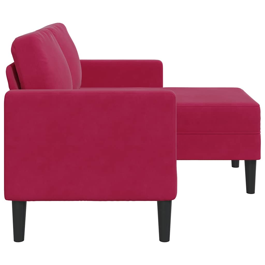 Canapé 2 places avec méridienne en L rouge bordeaux 125 cm - XIOS