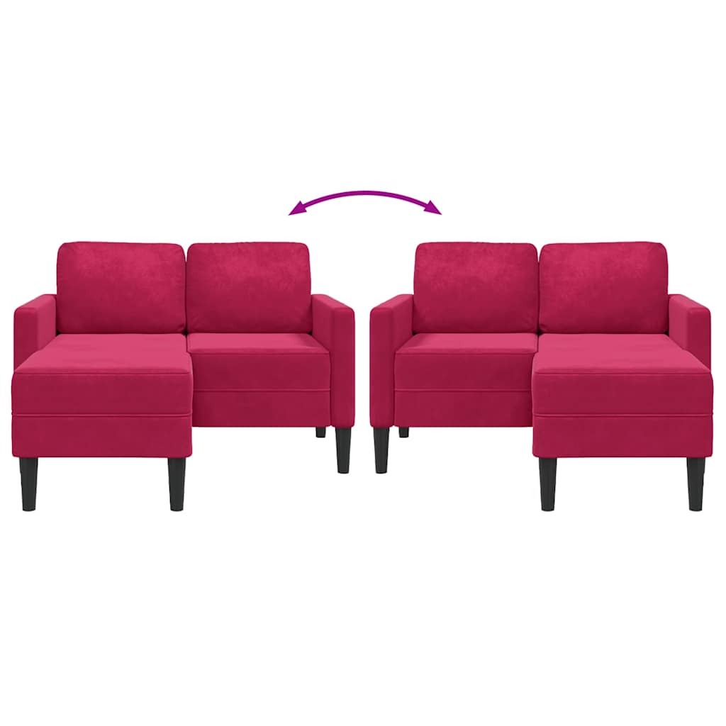 Canapé 2 places avec méridienne en L rouge bordeaux 125 cm - XIOS