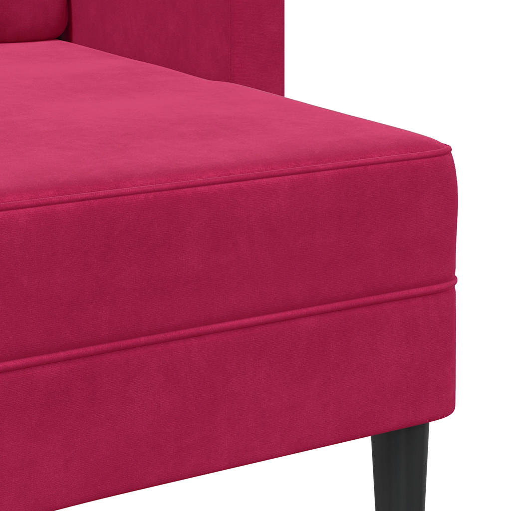 Canapé 2 places avec méridienne en L rouge bordeaux 125 cm - XIOS