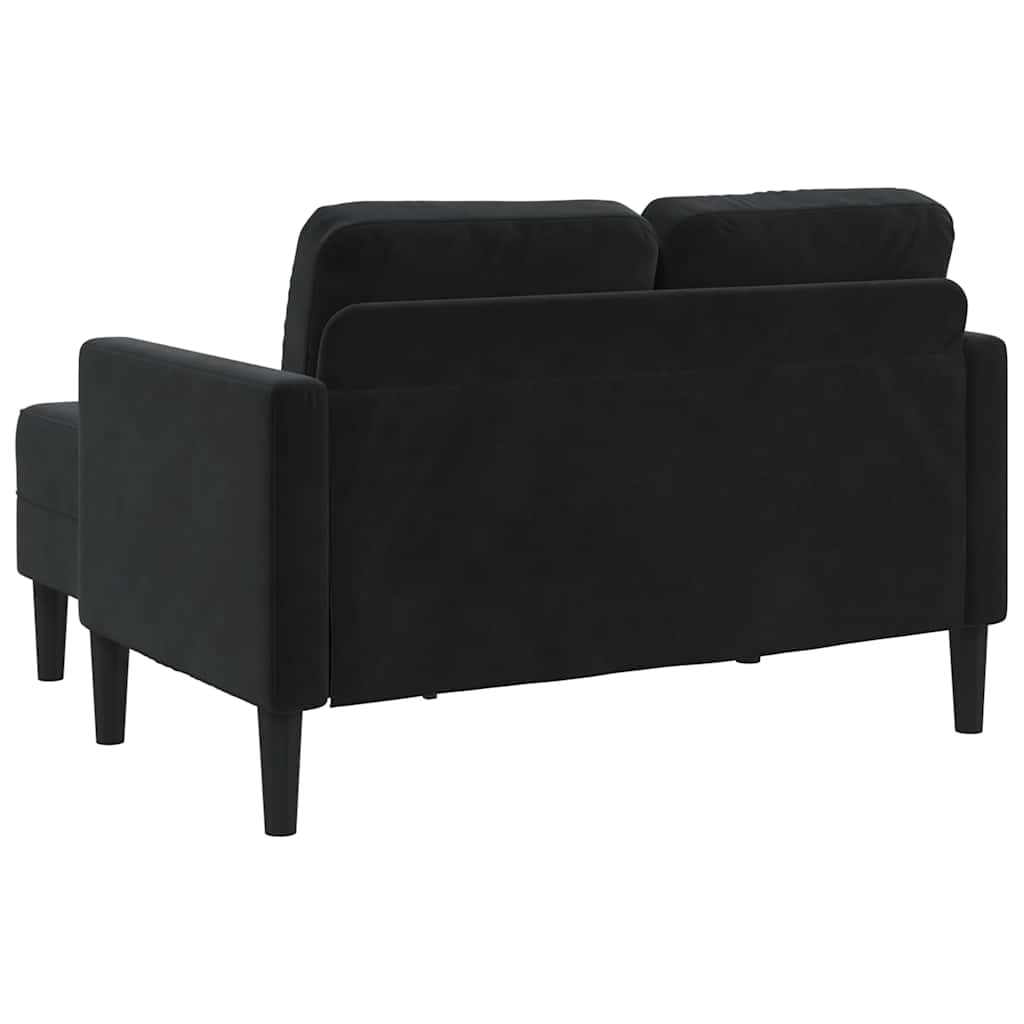 Canapé 2 places avec méridienne en L noir 125 cm velours - XIOS
