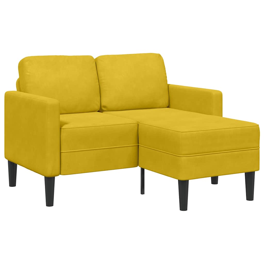 Canapé 2 places avec méridienne en L jaune 125 cm velours - XIOS