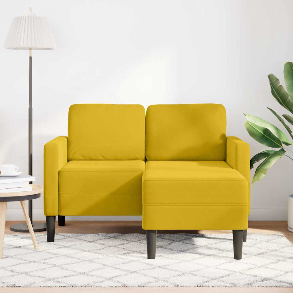 Canapé 2 places avec méridienne en L jaune 125 cm velours - XIOS