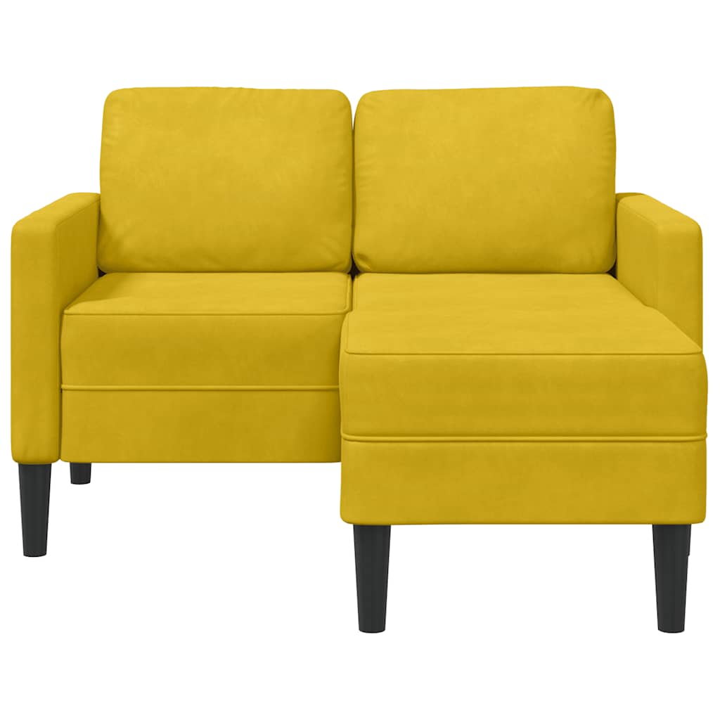 Canapé 2 places avec méridienne en L jaune 125 cm velours - XIOS