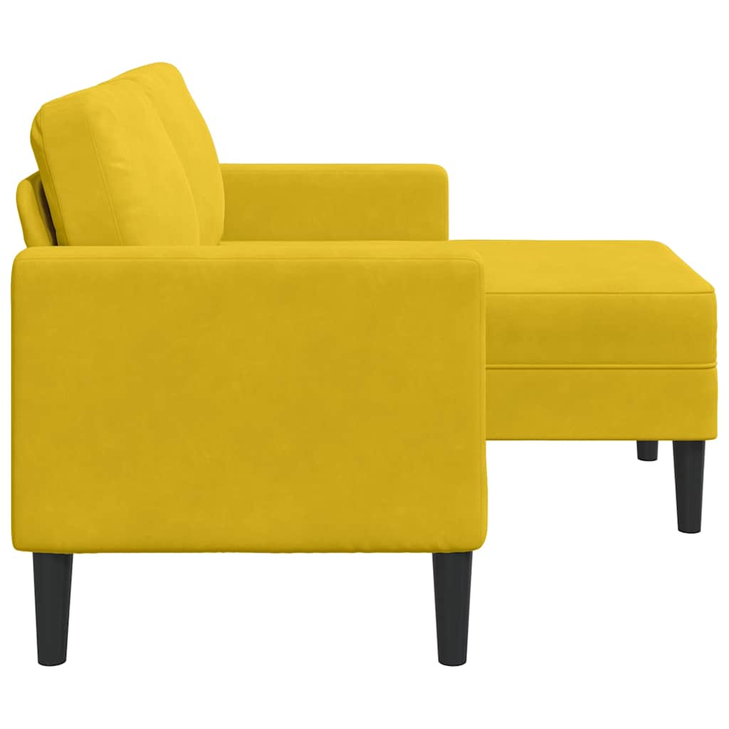 Canapé 2 places avec méridienne en L jaune 125 cm velours - XIOS