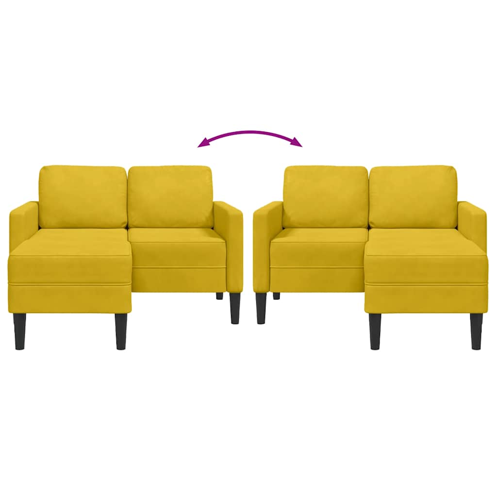 Canapé 2 places avec méridienne en L jaune 125 cm velours - XIOS
