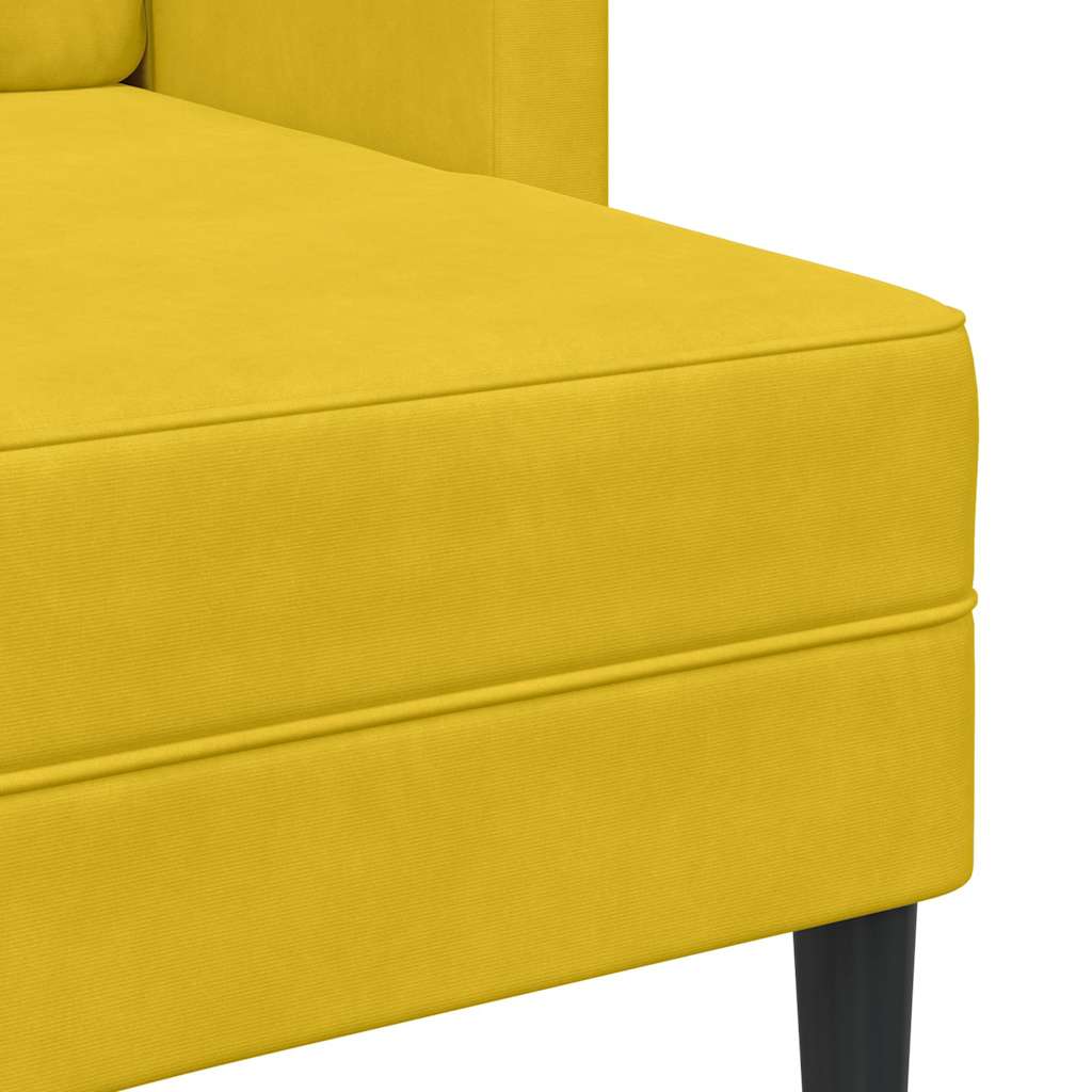 Canapé 2 places avec méridienne en L jaune 125 cm velours - XIOS