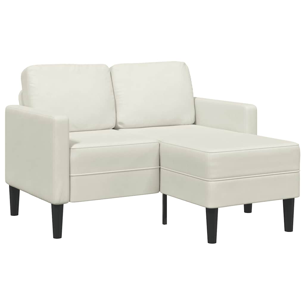 Canapé 2 places avec méridienne en L crème 125 cm velours - XIOS