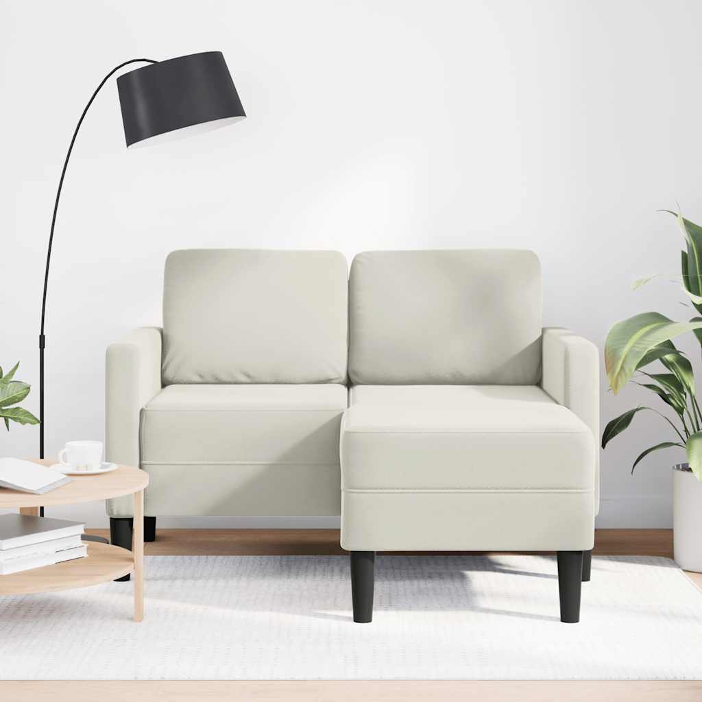 Canapé 2 places avec méridienne en L crème 125 cm velours - XIOS