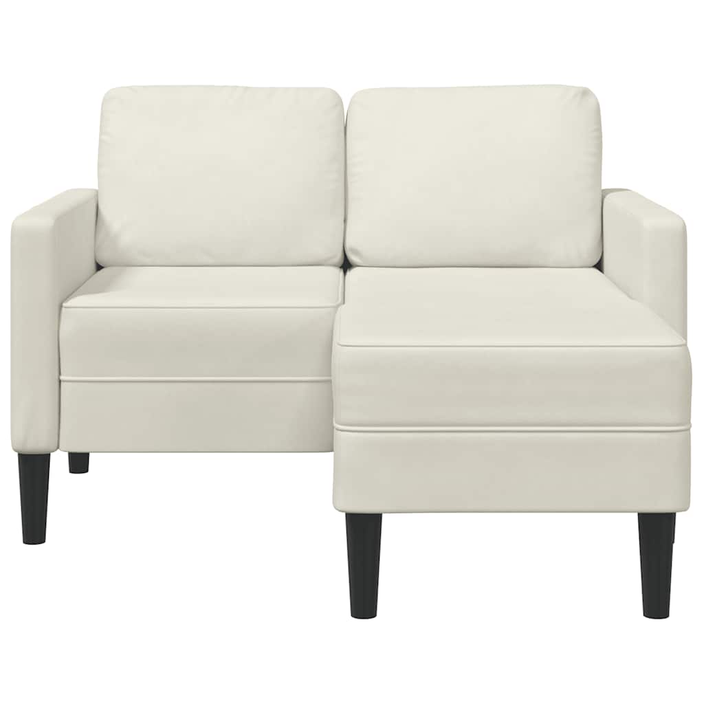 Canapé 2 places avec méridienne en L crème 125 cm velours - XIOS