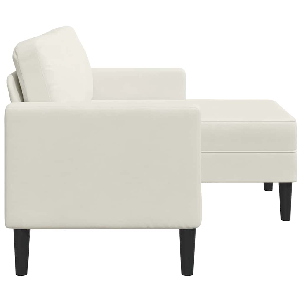 Canapé 2 places avec méridienne en L crème 125 cm velours - XIOS
