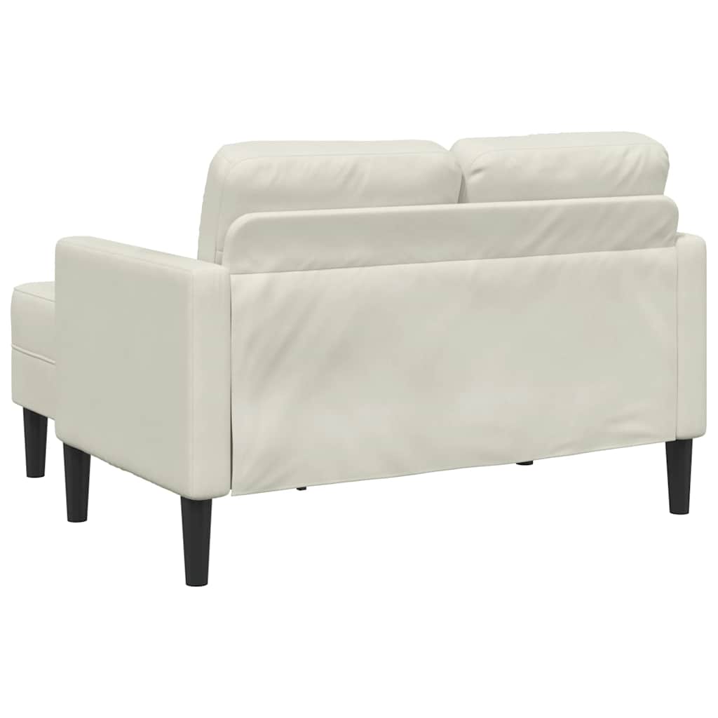 Canapé 2 places avec méridienne en L crème 125 cm velours - XIOS
