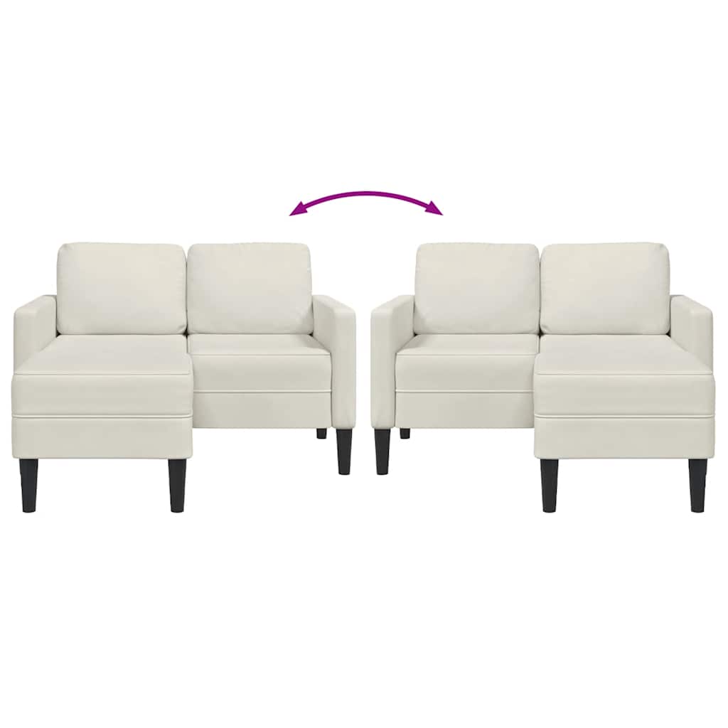 Canapé 2 places avec méridienne en L crème 125 cm velours - XIOS