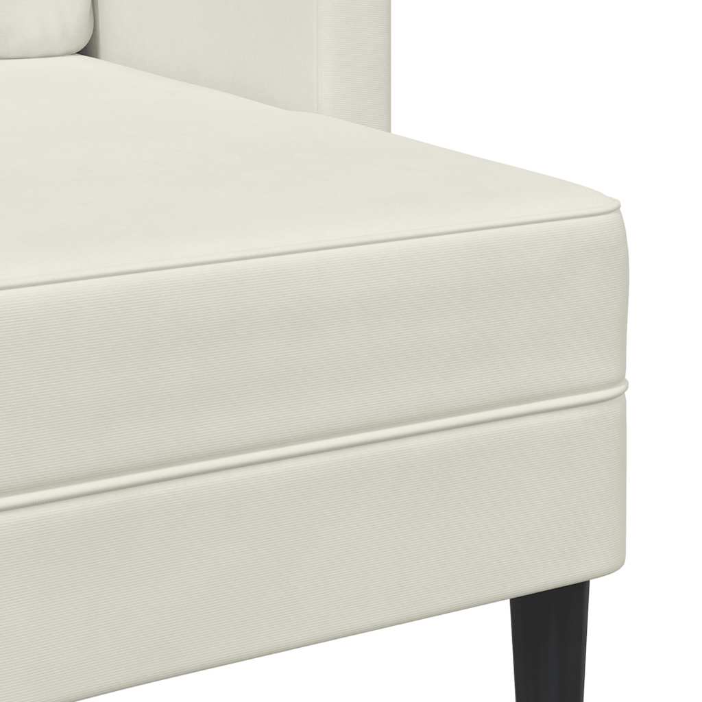Canapé 2 places avec méridienne en L crème 125 cm velours - XIOS