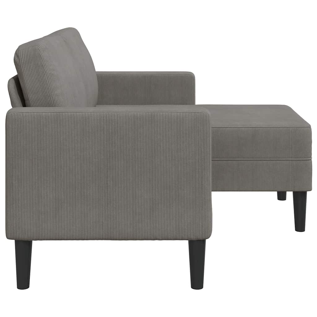 Canapé 2 places avec méridienne en L gris clair 125 cm lin - XIOS