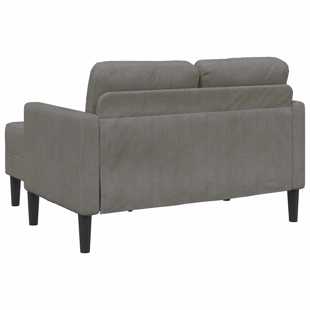 Canapé 2 places avec méridienne en L gris clair 125 cm lin - XIOS