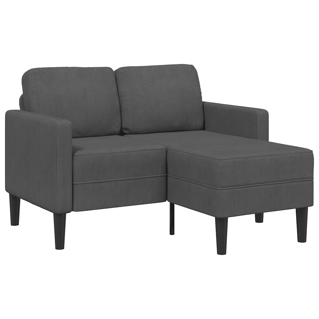 Canapé 2 places avec méridienne en L Gris foncé 125 cm Lin - XIOS