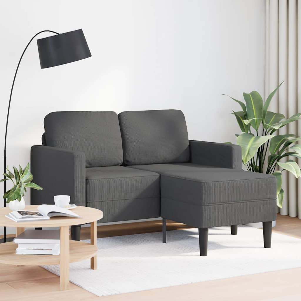 Canapé 2 places avec méridienne en L Gris foncé 125 cm Lin - XIOS