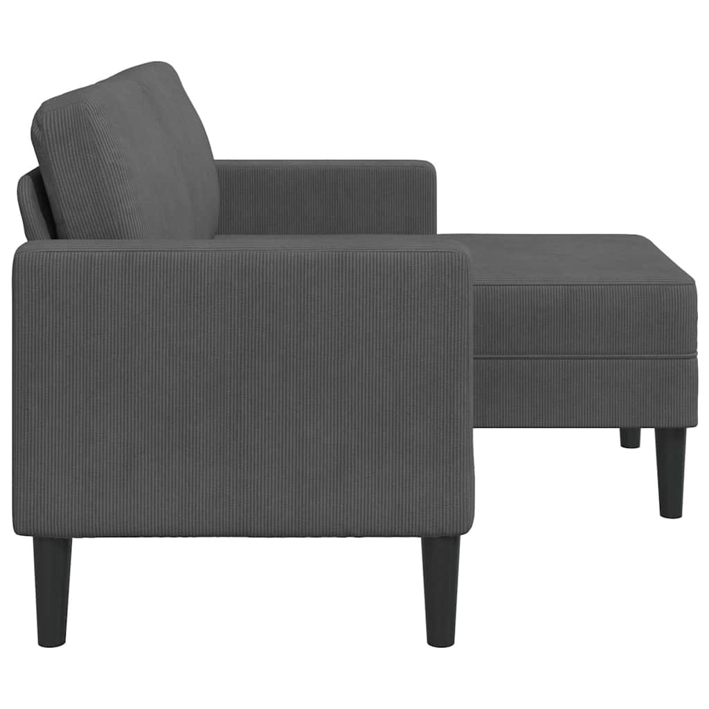Canapé 2 places avec méridienne en L Gris foncé 125 cm Lin - XIOS