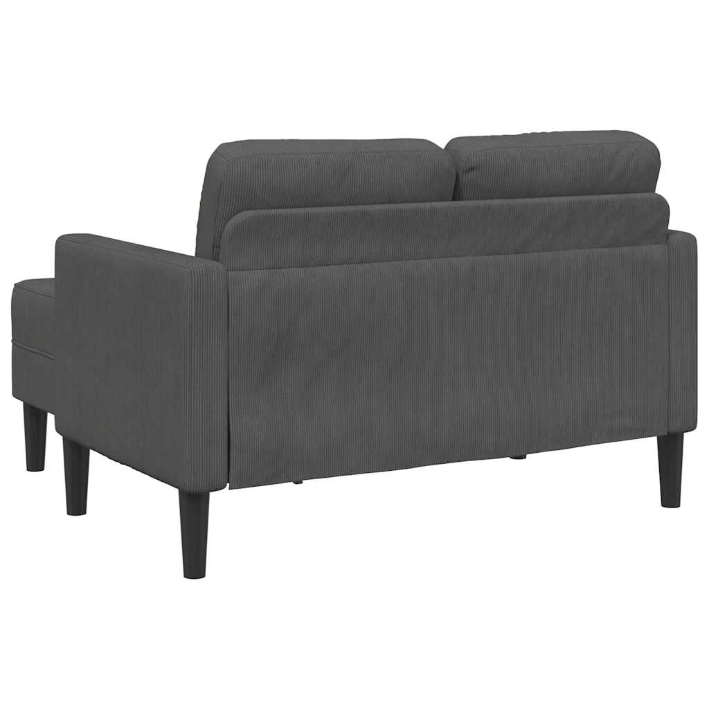 Canapé 2 places avec méridienne en L Gris foncé 125 cm Lin - XIOS