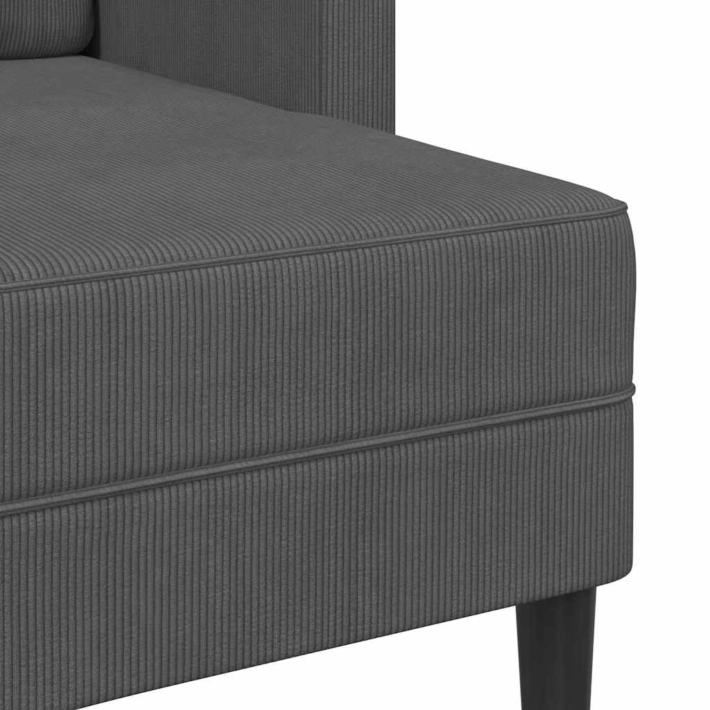 Canapé 2 places avec méridienne en L Gris foncé 125 cm Lin - XIOS