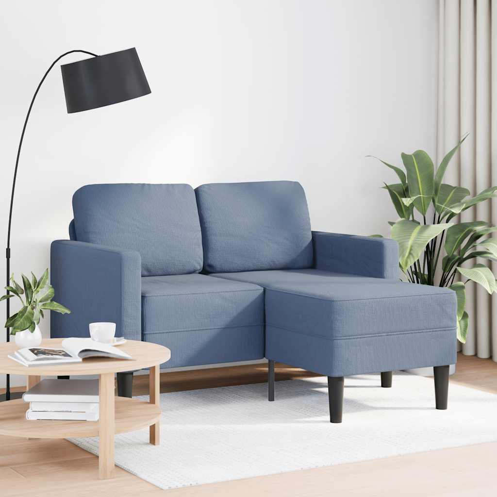 Canapé 2 places avec méridienne en L bleu 125 cm Lin - XIOS