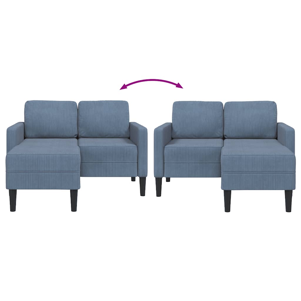 Canapé 2 places avec méridienne en L bleu 125 cm Lin - XIOS