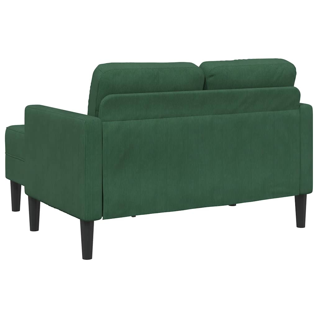 Canapé 2 places avec méridienne en L vert foncé 125 cm lin - XIOS