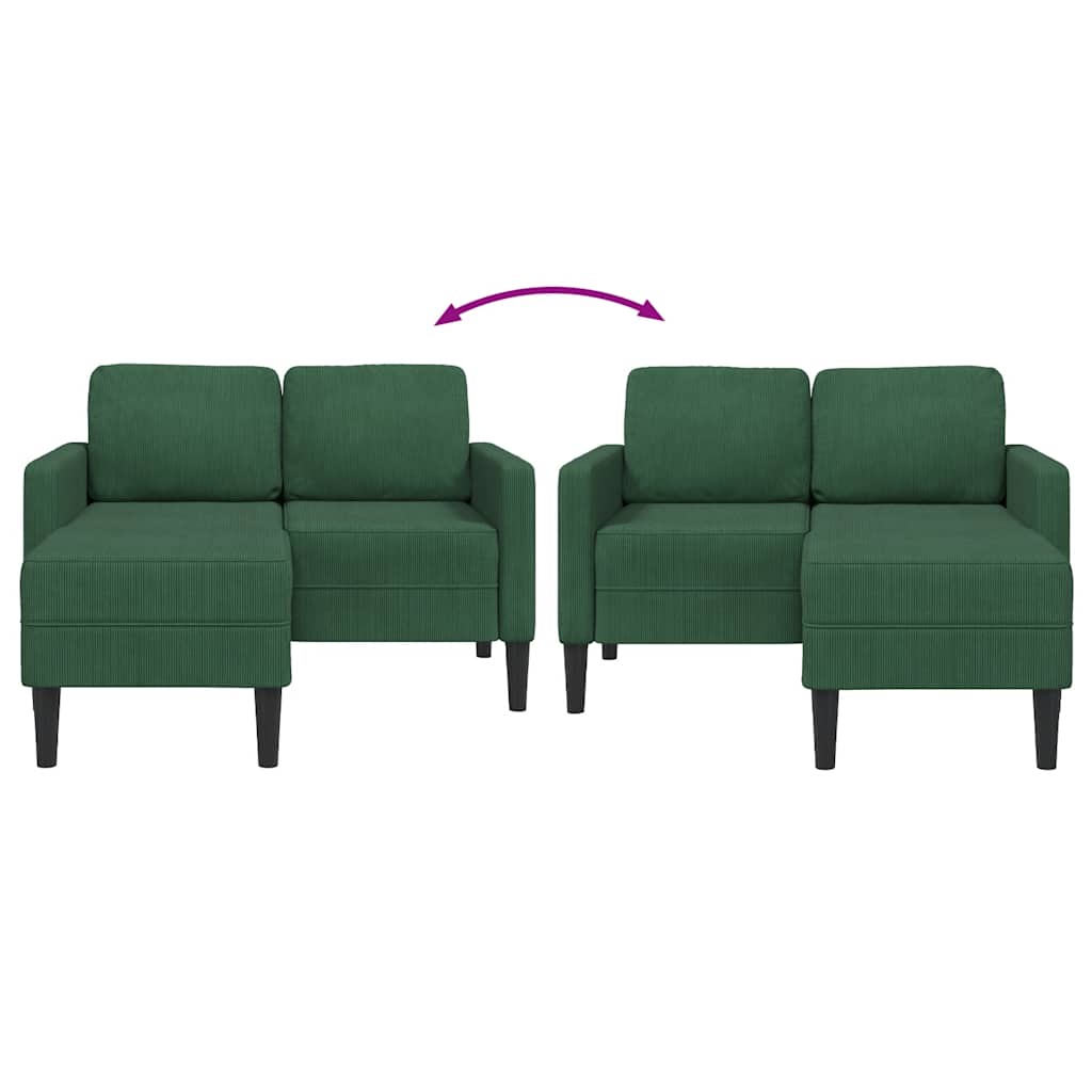 Canapé 2 places avec méridienne en L vert foncé 125 cm lin - XIOS