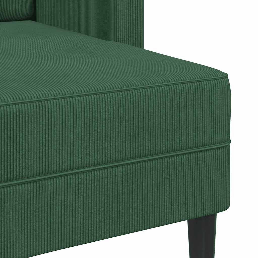 Canapé 2 places avec méridienne en L vert foncé 125 cm lin - XIOS