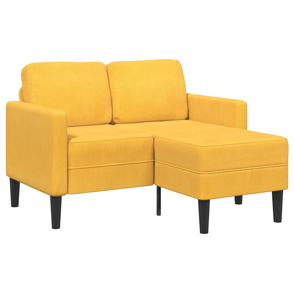 Canapé 2 places avec méridienne en L jaune clair 125 cm Lin - XIOS