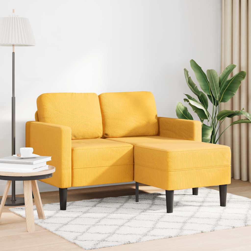 Canapé 2 places avec méridienne en L jaune clair 125 cm Lin - XIOS