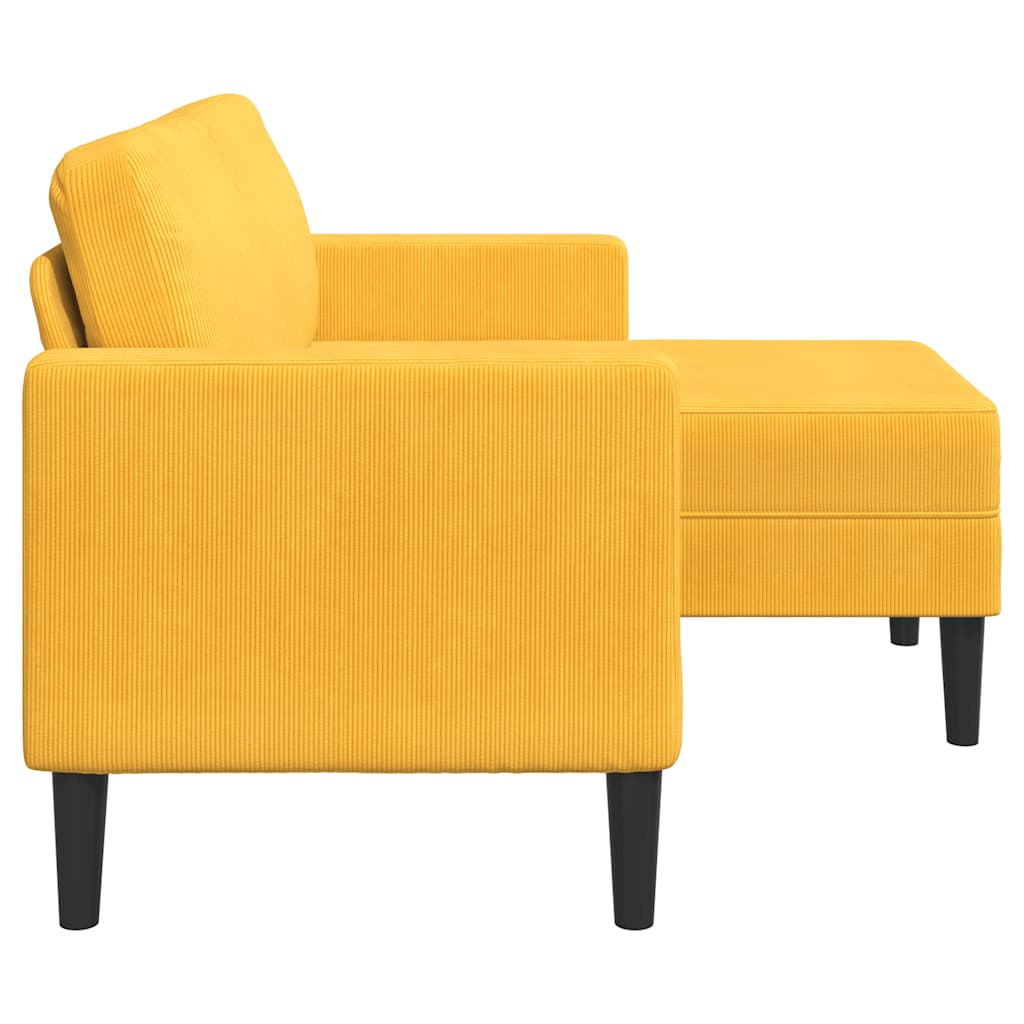 Canapé 2 places avec méridienne en L jaune clair 125 cm Lin - XIOS