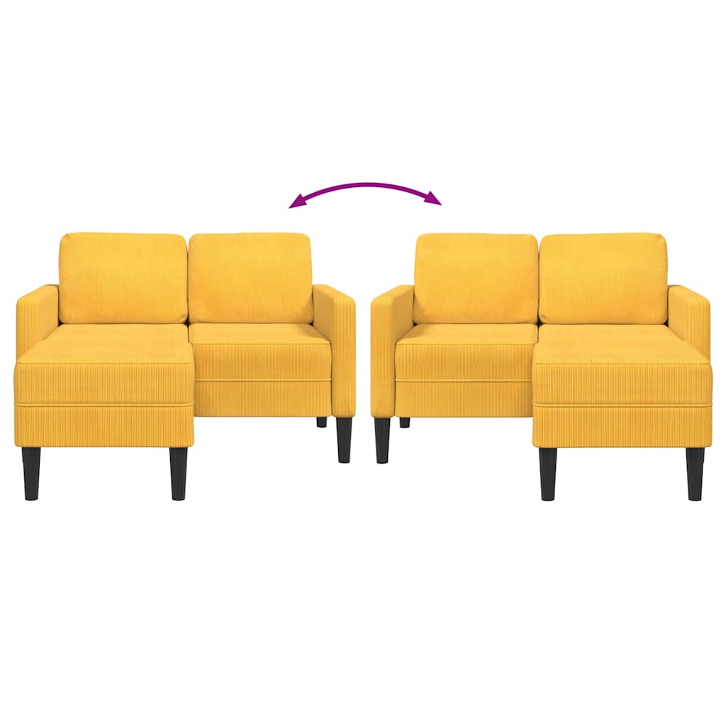 Canapé 2 places avec méridienne en L jaune clair 125 cm Lin - XIOS